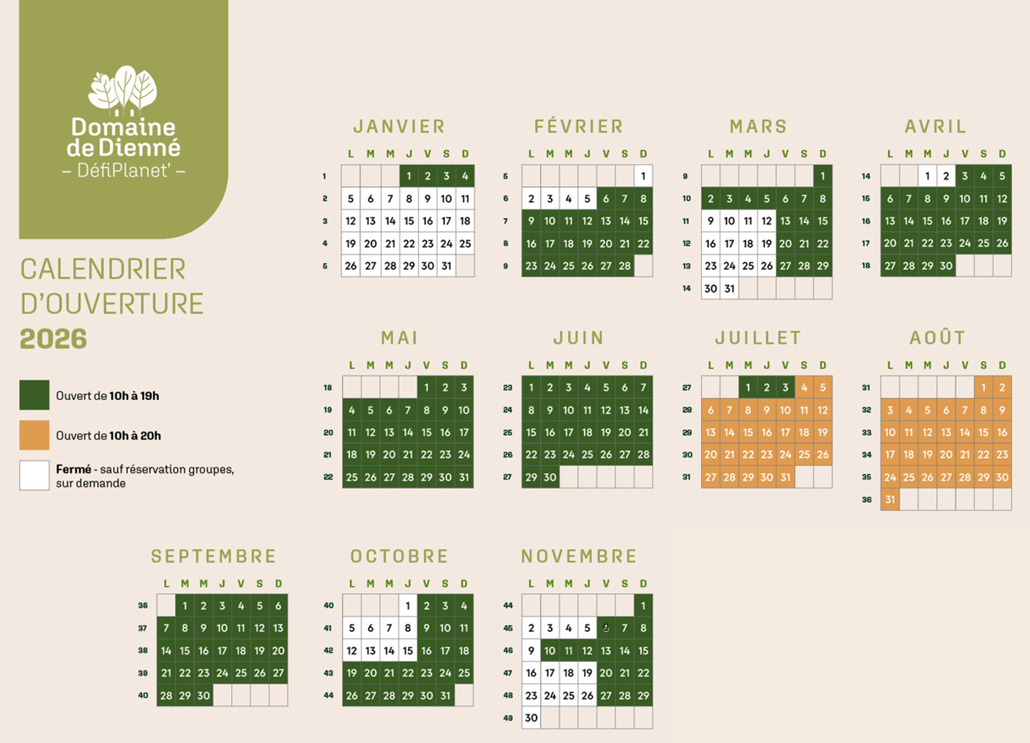 calendrier ouverture 2026 calendrier ouverture 2026